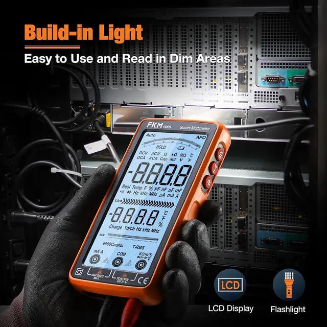Alt view image 3 of 7 - Digital Multimeter Tester Auto-Ranging TRMS 6000 Counts Smart Rechargeable Voltmeter Electrical Tester Measures AC/DC Current,Voltage,Capacitance,Resistance,NCV,Amp,Ohm,Diodes,Countinuity,Temp