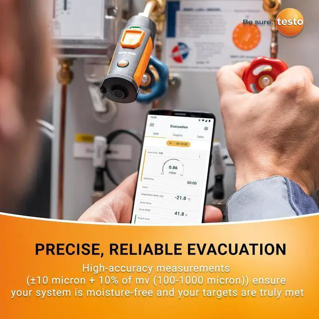 Alt view image 4 of 7 - 552i Wireless Digital Vacuum Probe - Vacuum Gauge for HVAC Systems with IP54 Protection 45° Service-Port Design - HVAC Tool for AC/R System Evacuation with Bluetooth and App