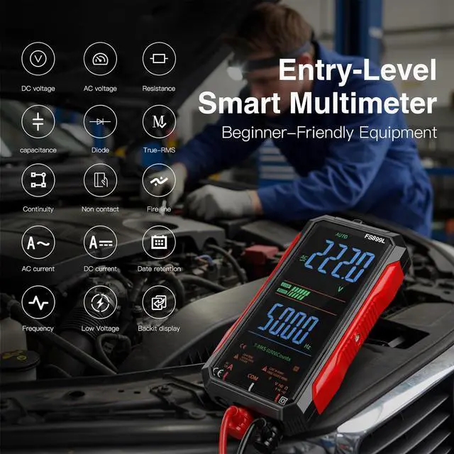 Alt view image 2 of 7 - USB Rechargeable Digital Multimeter Smart Automatico True Rms Professional USB Power Multi Testers Continuity Pocket Oscilloscope with Capacitor Voltmeter Megohmmeter Electrical Tools for Electrician