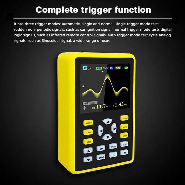 Alt view image 3 of 7 - Mini USB Digital Oscilloscope 5012H 2.4'' IPS LCD 500MS/s Sampling Rate 100MHz Bandwidth Support Waveform Storage Professional Handheld Oscilloscope Kit with Protective Case