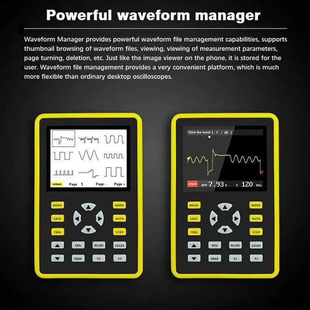 Alt view image 4 of 7 - Mini USB Digital Oscilloscope 5012H 2.4'' IPS LCD 500MS/s Sampling Rate 100MHz Bandwidth Support Waveform Storage Professional Handheld Oscilloscope Kit with Protective Case