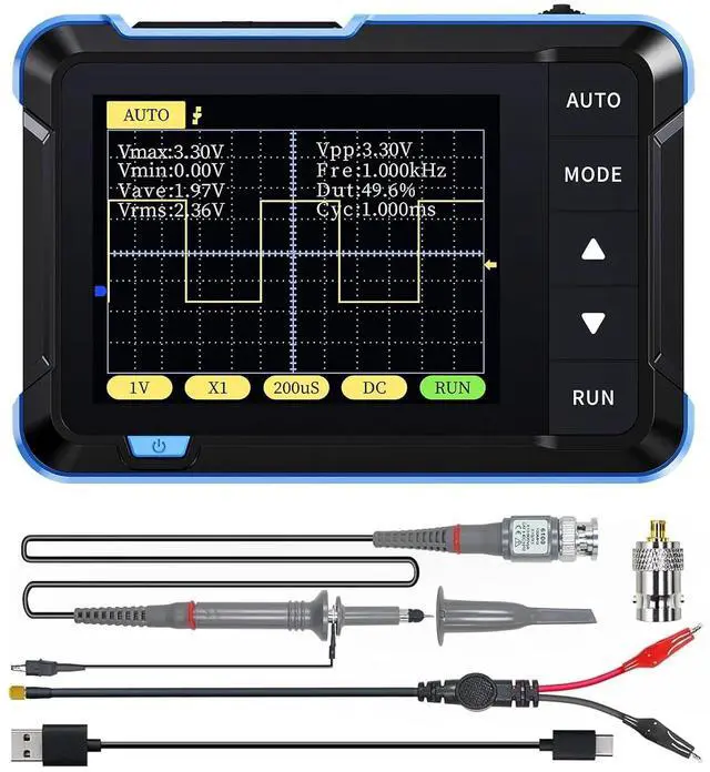 Main image of Handheld Digital Oscilloscope Multimeter, DSO152 2.8" TFT Kit - Portable Automotive Pocket Oscilloscope, 2.5MS/s High Sampling Rate, 200KHz Bandwidth, Trigger Function Auto/Normal/Single