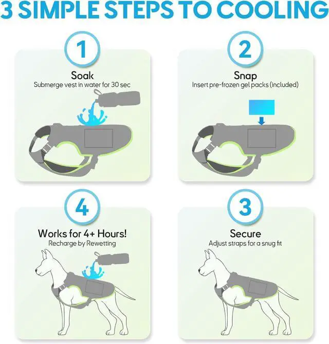 Alt view image 5 of 7 - Dog Cooling Vest with Ice Packs, Reflective Adjustable Cooling Vest for Dogs with Leash Ring for Hot Weather Cooling Harness for Large Medium Dogs Grey(PDV-Gel-GL)