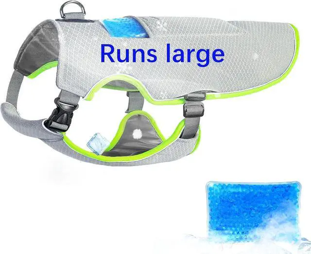Alt view image 7 of 7 - Dog Cooling Vest with Ice Packs, Reflective Adjustable Cooling Vest for Dogs with Leash Ring for Hot Weather Cooling Harness for Large Medium Dogs Grey(PDV-Gel-GL)