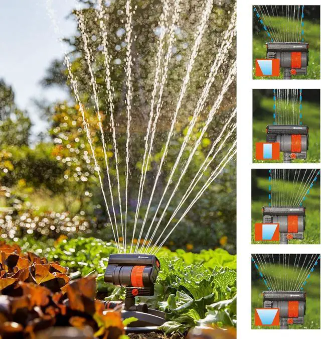 Alt view image 6 of 7 - 20575 | Up to 2300 sq ft - ZoomMaxx Adjustable Oscillating Sprinkler on Metal Step Spike for Watering Large Area Lawn with US Hose Threads, Yard and Garden. Quick Connects