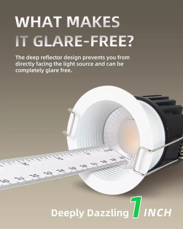 Alt view image 3 of 7 - 2 Inch LED Recessed Lighting, 5CCT Anti-Glare Downlight with Junction Box, Dimmable, 2700K-5000K Selectable, 8W COB 840LM, IP65 Wet Rated, CRI90+, ETL & Energy Star, (White, 2 inch 12 Pack)