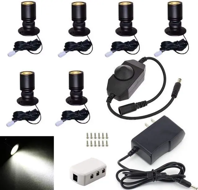 Main image of 1.5w LED Mini Surface Mounted Light Jewelry Cabinet Lamp Spotlight with Online PWM Dimmer (Pack-6,Cold White 6000k)