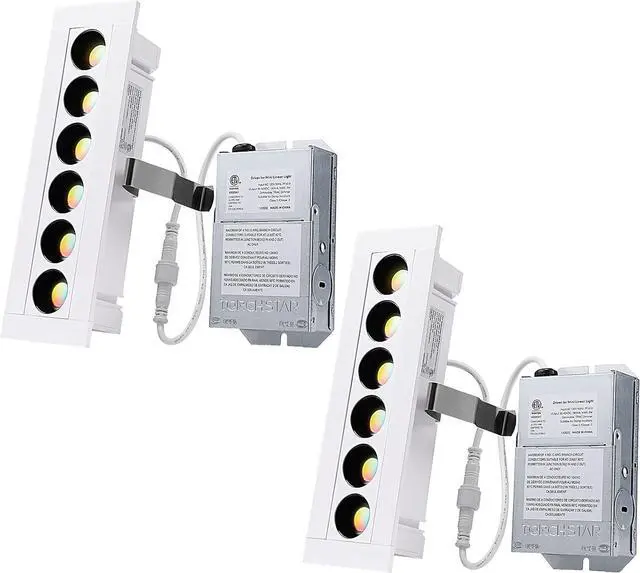 Main image of 5CCT 7 Inch LED Recessed Mini Linear Light with Junction Box, Deep Cup Anti-Glare, CRI90 Dimmable Recessed Lighting, ETL & FCC Listed, 2700K3000K3500K4000K5000K Selectable, Pack of 2