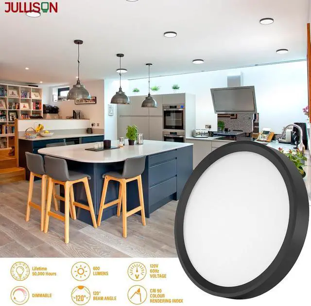 Alt view image 7 of 7 - 5 Inch Black Flush Mount Ceiling Light 5CCT Selectable LED Edgelit Slim Surface Mount Downlight for J-Box, Mini Flat Panel Light, Dimmable, 120VAC, 10W, 620LM, CRI90, ETL, Wet Rated, 12 Packs