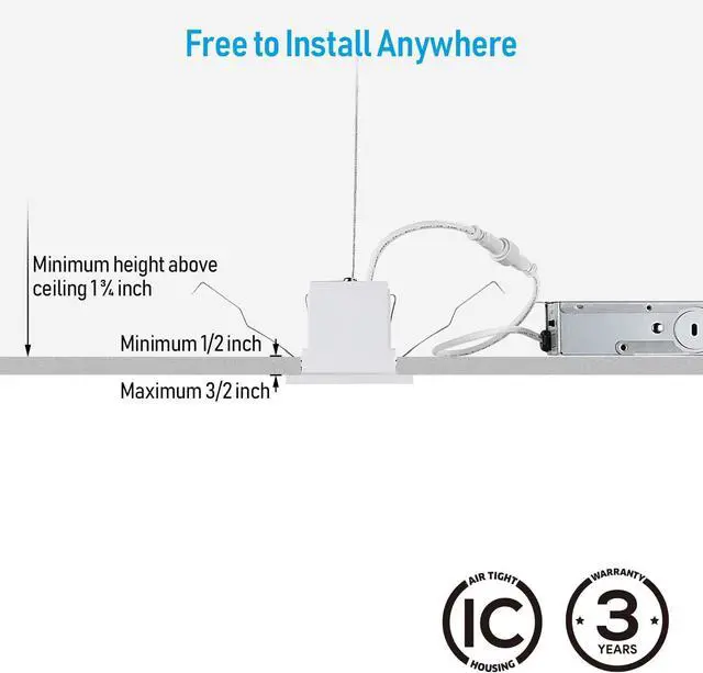 Alt view image 3 of 7 - 5CCT 7 Inch LED Recessed Mini Linear Light with Junction Box, Deep Cup Anti-Glare, CRI90 Dimmable Recessed Lighting, ETL & FCC Listed, 2700K3000K3500K4000K5000K Selectable, Pack of 2