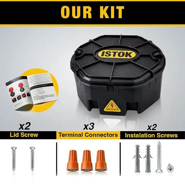 Alt view image 6 of 7 - Premium Open Splice Junction Box (6 Pack), 18 Twist-On Wire Connectors, Electrical Box for Wiring, PP+ABS V0 Flame Retardant, DIY Installation Kit with Screws for Home, Garage & Workshop