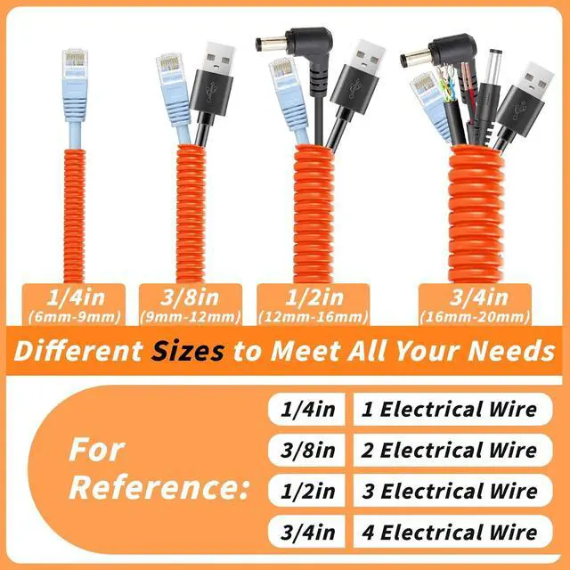 Alt view image 5 of 7 - 100FT Orange Split Wire Loom Tubing, 3/4 Inch Wire Protector Tubing, Automotive Wire Flexible Conduit Cord Covers with Installation Tool 50 Cable Ties for RV Agriculture Electrical Cable Protection