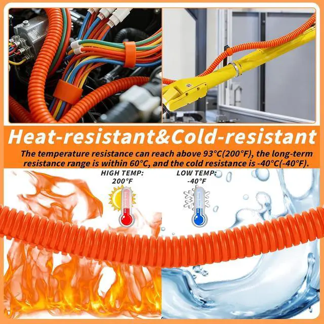 Alt view image 6 of 7 - 100FT Orange Split Wire Loom Tubing, 3/4 Inch Wire Protector Tubing, Automotive Wire Flexible Conduit Cord Covers with Installation Tool 50 Cable Ties for RV Agriculture Electrical Cable Protection