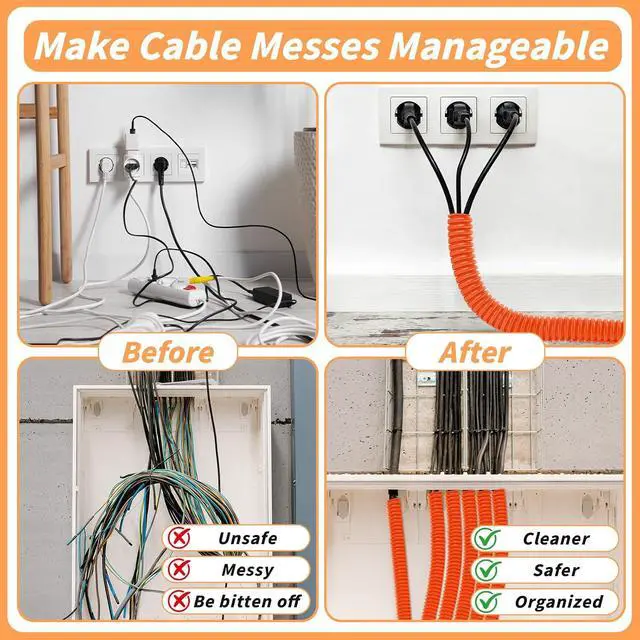Alt view image 7 of 7 - 100FT Orange Split Wire Loom Tubing, 3/4 Inch Wire Protector Tubing, Automotive Wire Flexible Conduit Cord Covers with Installation Tool 50 Cable Ties for RV Agriculture Electrical Cable Protection