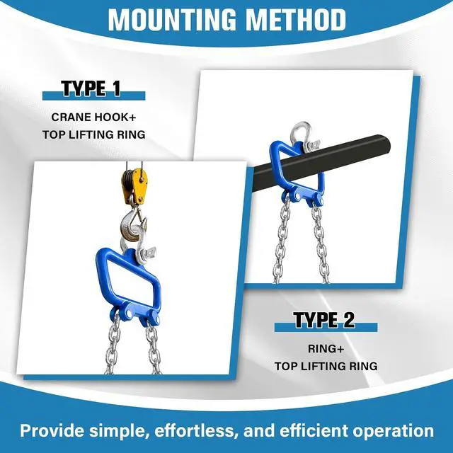 Alt view image 4 of 7 - Chain Drum Lifter 2000 LBS Capacity with Spring-Loaded Locking Hooks | 55 Gallon Drum Lift, Standard Version Barrel Lifter with G80 Chains for Chemical & Construction Lifting