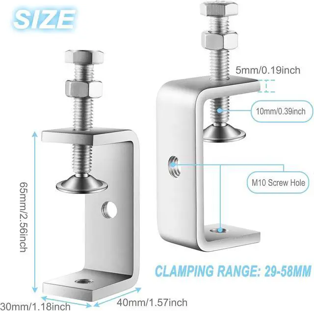 Alt view image 4 of 6 - 10 Pcs 304 Stainless Steel C Clamp Mini Tiger Clamp 1Inch Heavy Duty Metal U Clamps with Stable Wide Jaw Opening for Mounting Metal Working Woodworking(10 Pcs, 2 9/16 Inch)