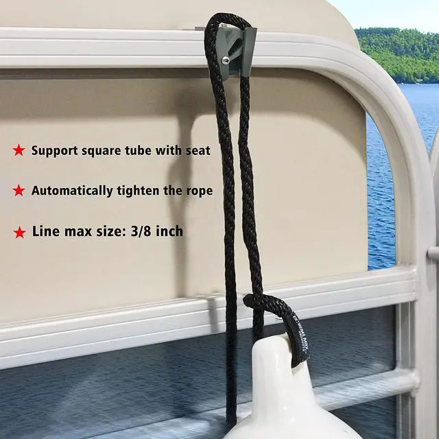 Alt view image 2 of 7 - Pontoon Fender Clips with Spring, Metal Boat Fender Clips for Square Rails, Adjustable Stainless Steel Bumpers Hangers, Boat Bumper Clips