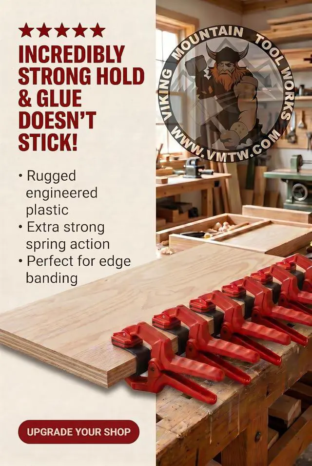 Alt view image 3 of 7 - VMTW Band Clamp 6 pack for edge clamping, banding on shelving, cabinet edges, plywood edging, laminations