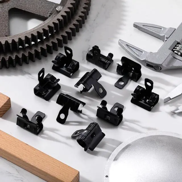 Alt view image 4 of 6 - 50 Pcs Hammer-On Flange Clip Side Mount 5/16-1/2 Inch Clamp for Beam with Hole Cable Clip for Flanges Spring Steel