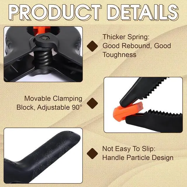 Alt view image 4 of 6 - 50 Pcs 6'' Spring Clamps Bulk Heavy Duty Spring Clips with Jaw Opening Backdrop Clips Clamps for Backdrop Stand Nylon Plastic Woodworking Clamps for Crafts Photography Art DIY