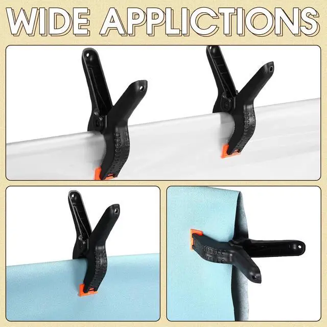 Alt view image 6 of 6 - 50 Pcs 6'' Spring Clamps Bulk Heavy Duty Spring Clips with Jaw Opening Backdrop Clips Clamps for Backdrop Stand Nylon Plastic Woodworking Clamps for Crafts Photography Art DIY
