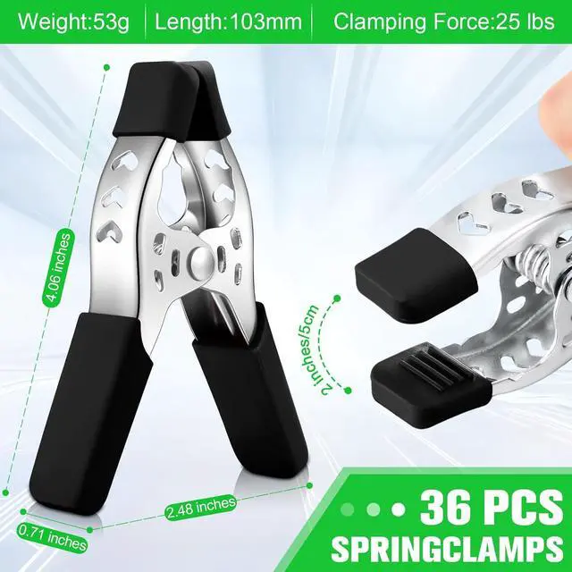 Alt view image 2 of 7 - 36 Pcs 4" Spring Clamps 1.5" Jaw Opening Metal Spring Clamps Heavy Duty Clips Strong for Woodworking Backdrop Photography Furniture Crafts (Black)