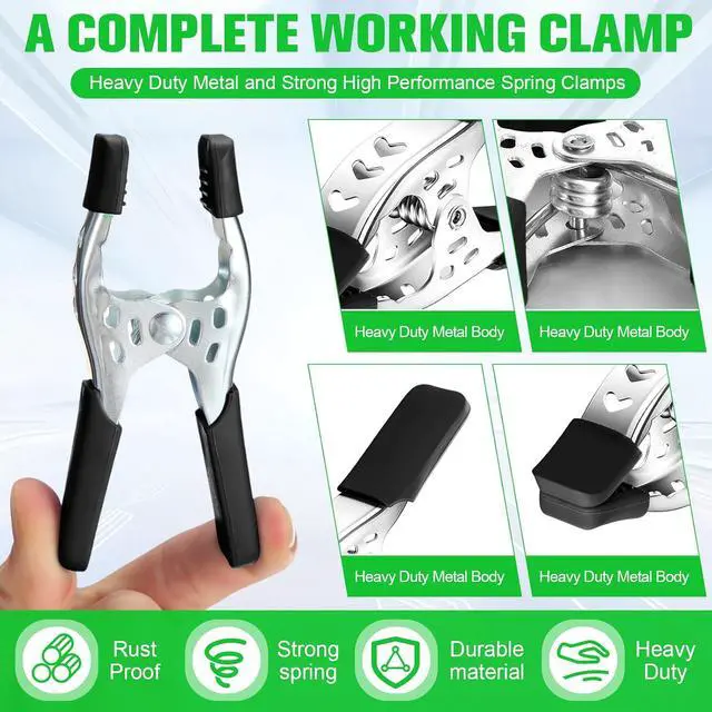 Alt view image 3 of 7 - 36 Pcs 4" Spring Clamps 1.5" Jaw Opening Metal Spring Clamps Heavy Duty Clips Strong for Woodworking Backdrop Photography Furniture Crafts (Black)
