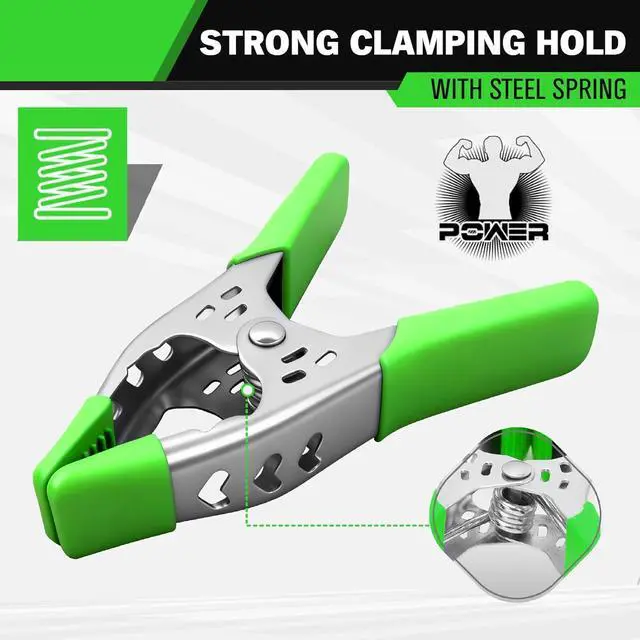 Alt view image 3 of 7 - 27-Piece 6-inch Heavy Duty Spring Clamp, Large Spring Clamps for Woodworking, Metal Clips 2.4-inch Jaw Opening Clamps for Backdrop, Pool Cover, Photography