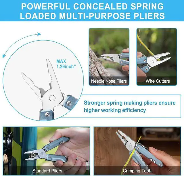 Alt view image 4 of 7 - W2, 8 in 1 Multi Tool with Adjustable Wrench, Multitool Pliers, Pocket Knife, Screwdriver and File, Multi-Tool with 9 in 1 Bits Set and Nylon Sheath for Cycling Maintenancen, Household Repairs
