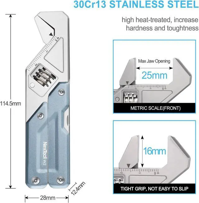 Alt view image 2 of 7 - W2, 8 in 1 Multi Tool with Adjustable Wrench, Multitool Pliers, Pocket Knife, Screwdriver and File, Multi-Tool with 9 in 1 Bits Set and Nylon Sheath for Cycling Maintenancen, Household Repairs