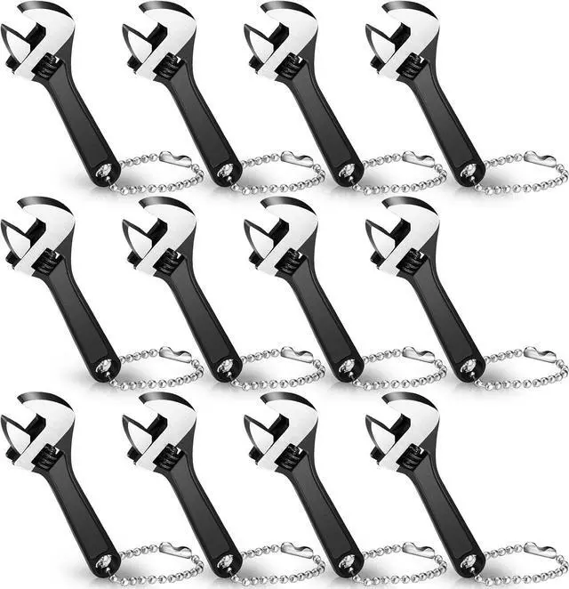 Main image of 12 Pieces Mini Adjustable Wrench Set, Small Chain Wrench, Micro Wrenches, Black Pocket Hand Spanner, Toy Wrenches, Knurl Wide Jaw Repair Maintenance Automotive Tool (2.5 Inch)