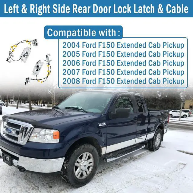 Alt view image 2 of 6 - Rear Door Lock Latch & Cable - Left Driver & Right Passenger Side - Fit for 04-08 Ford F150 Extended Cab Pickup, Locking Latches Assembly Replaces# 6L3Z-18264A01-B 6L3Z-18264A00-B