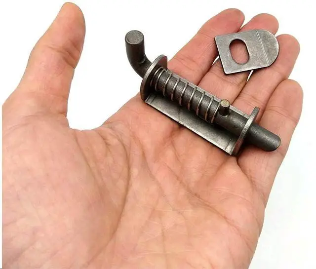 Alt view image 2 of 7 - 10 Pcs Stainless Steel Mini Spring Loaded Latch Pin - 1.9" 304 Metal Barrel Bolt Latch, Reinforced Industrial Welded Spring Lock for Pet Cage, Door Shed Gate, Tailgate Trailer Garage