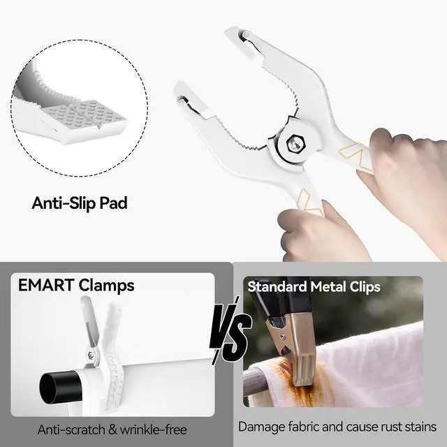 Alt view image 7 of 7 - 12 Pack Heavy Duty Spring Clamps 9 Inch Plastic Large Professional Backdrop Clips Clamps for Backdrop Stand, Photography Studio, Balloon arch, Photoshoot, Woodworking, Crafts, Pool Cover-White