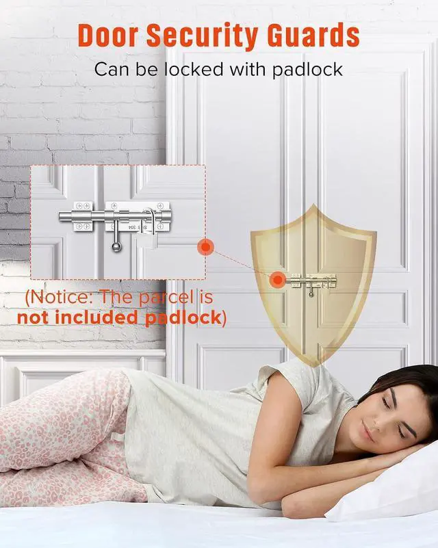 Alt view image 3 of 7 - Heavy Duty Slide Bolt Gate Latch Hardware, 6.3 Inch Solid 304 Stainless Steel Latches Electroplating Finish, Barrel Bolt Lock for Wooden Fence, Yard Door, Barn Door, Shed Door, Interior