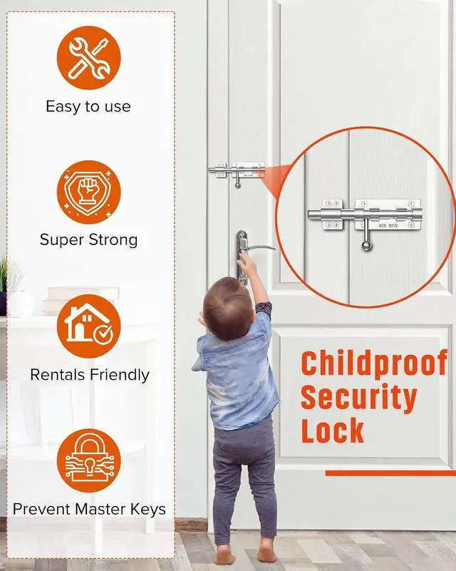Alt view image 5 of 7 - Heavy Duty Slide Bolt Gate Latch Hardware, 6.3 Inch Solid 304 Stainless Steel Latches Electroplating Finish, Barrel Bolt Lock for Wooden Fence, Yard Door, Barn Door, Shed Door, Interior