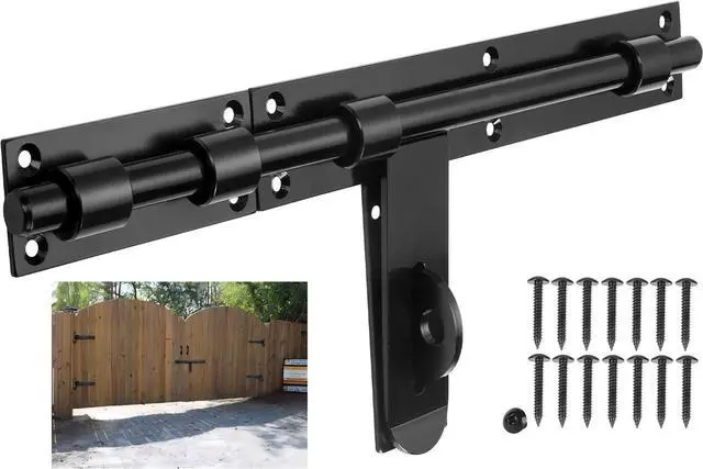 Main image of Slide Bolt Gate Latch, 17in, Thickened for Large Wooden/Metal Gates, Face Mount, Weld/Screws on Gate Left/Right Side, Fence Gate Latch, Barn Door Lock, Rustic Gate Lock Hardware(Patent Pending)