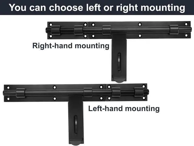 Alt view image 3 of 7 - Slide Bolt Gate Latch, 17in, Thickened for Large Wooden/Metal Gates, Face Mount, Weld/Screws on Gate Left/Right Side, Fence Gate Latch, Barn Door Lock, Rustic Gate Lock Hardware(Patent Pending)