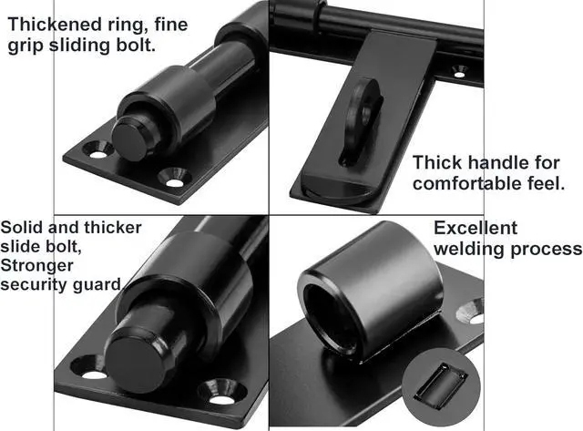 Alt view image 4 of 7 - Slide Bolt Gate Latch, 17in, Thickened for Large Wooden/Metal Gates, Face Mount, Weld/Screws on Gate Left/Right Side, Fence Gate Latch, Barn Door Lock, Rustic Gate Lock Hardware(Patent Pending)
