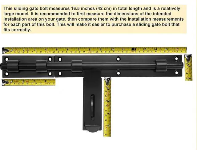 Alt view image 7 of 7 - Slide Bolt Gate Latch, 17in, Thickened for Large Wooden/Metal Gates, Face Mount, Weld/Screws on Gate Left/Right Side, Fence Gate Latch, Barn Door Lock, Rustic Gate Lock Hardware(Patent Pending)