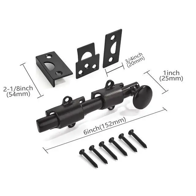 Alt view image 2 of 2 - 6 inches 2 Pack, Oil Rubbed Bronze Dutch Solid Brass Door Surface Slide Latches Surface Slide Bolts Decorative Surface Slide Bolts for Windows and Doors