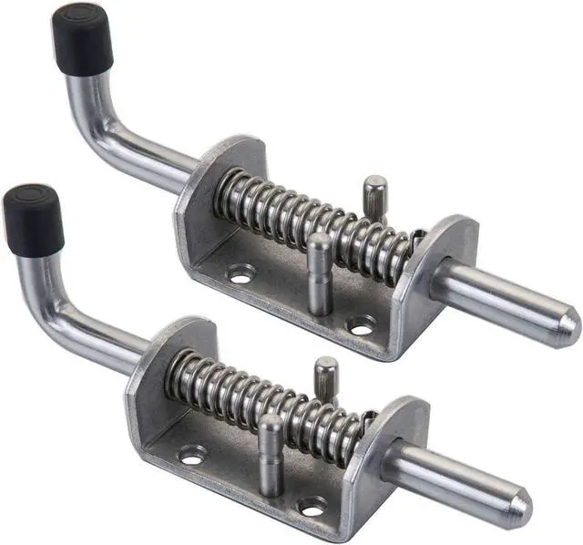Main image of 2 Pack Heavy Duty Stainless Steel Spring Loaded Latch Faster Locking Bolt Lock for Door Shed Gate or Tailgate Trailer Garage
