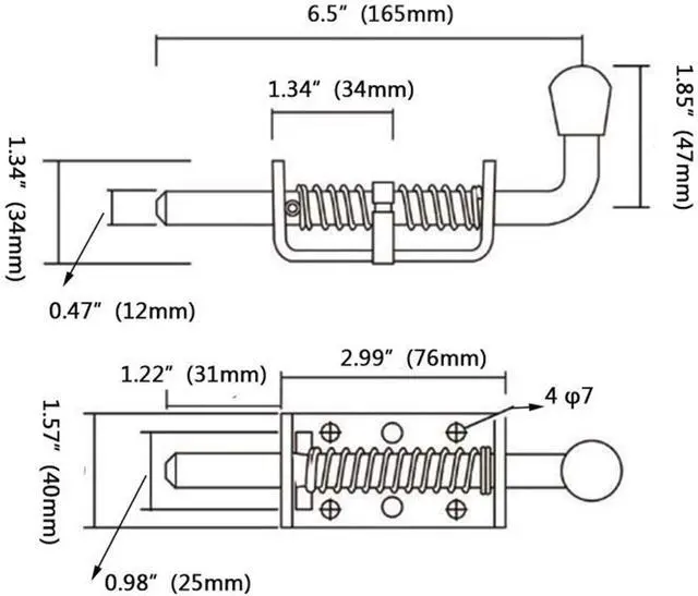 Alt view image 4 of 5 - 2 Pack Heavy Duty Stainless Steel Spring Loaded Latch Faster Locking Bolt Lock for Door Shed Gate or Tailgate Trailer Garage