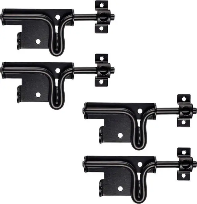 Main image of Slide Bolt Gate Latch for Wooden Fence Outdoor Gate Latch Lock with Padlock Hole, Heavy Duty Sliding Fence Door Lock, Black Barrel Bolt Latches for Wood Vinyl Fence,Gate Hardware for Barn Shed,4 Pack