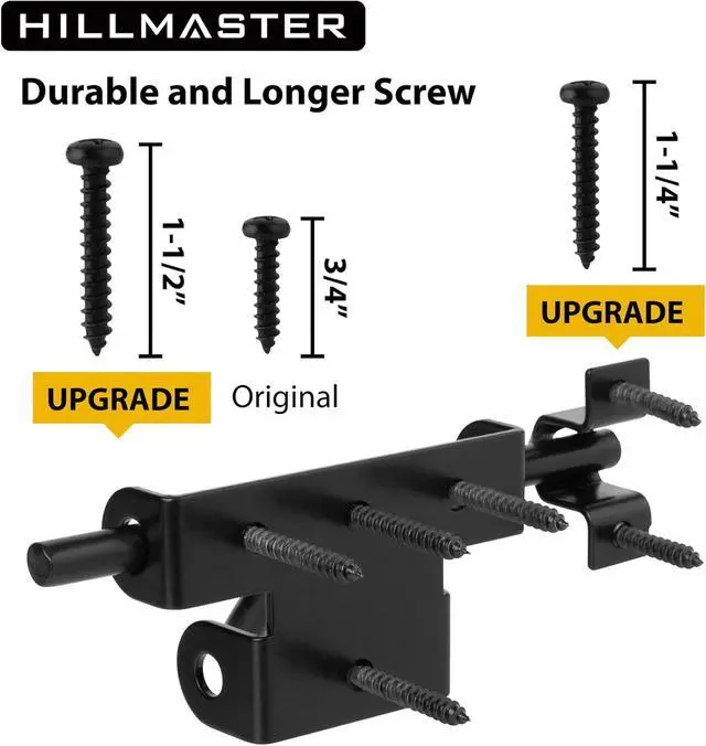 Alt view image 2 of 7 - Slide Bolt Gate Latch for Wooden Fence Outdoor Gate Latch Lock with Padlock Hole, Heavy Duty Sliding Fence Door Lock, Black Barrel Bolt Latches for Wood Vinyl Fence,Gate Hardware for Barn Shed,4 Pack