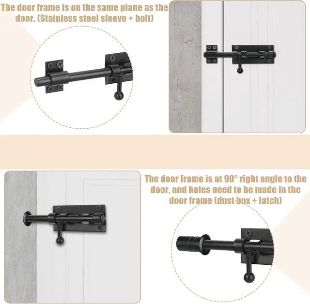 Alt view image 6 of 7 - 5 Pack 6.3 Inch Slide Bolt Gate Latch with Padlock Hole 304 Stainless Steel Barrel Bolt Latch Heavy Duty Door Security Lock Thickened Door Hardware for Barn Fence Shed Yard