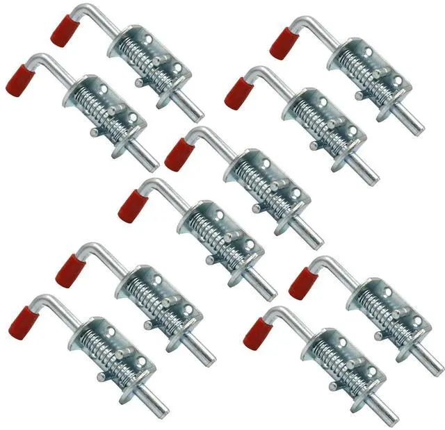 Main image of 10 Packs Metal Lock Barrel Bolt Spring Loaded Latch 6.6 Inch w/Grip Heavy Duty for Gate Shed Door Tailgate Trailer Garage (10)