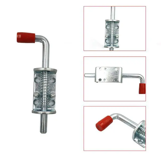 Alt view image 3 of 7 - 10 Packs Metal Lock Barrel Bolt Spring Loaded Latch 6.6 Inch w/Grip Heavy Duty for Gate Shed Door Tailgate Trailer Garage (10)