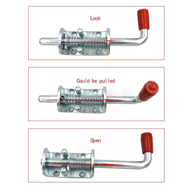 Alt view image 5 of 7 - 10 Packs Metal Lock Barrel Bolt Spring Loaded Latch 6.6 Inch w/Grip Heavy Duty for Gate Shed Door Tailgate Trailer Garage (10)