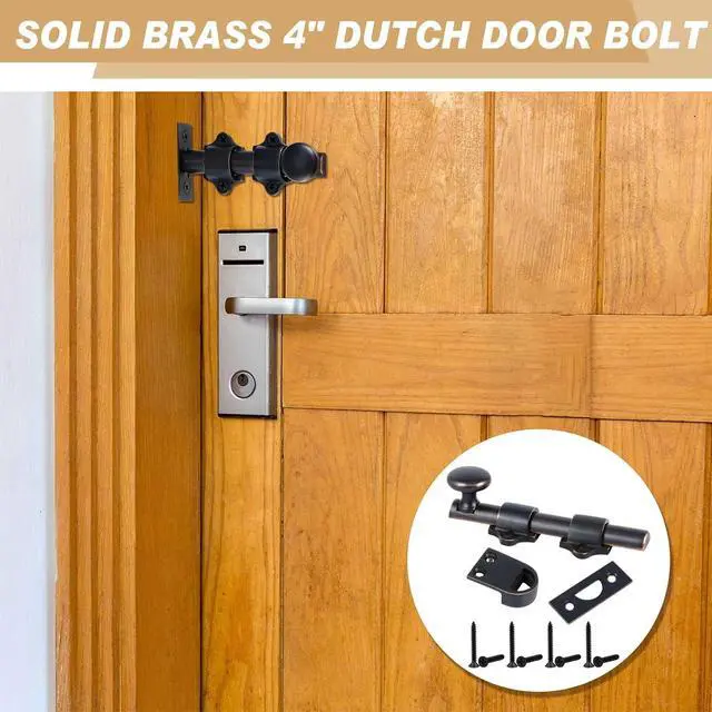 Alt view image 5 of 6 - 2 Pcs Dutch Door Bolt 4 Inch Surface Bolt Sliding Door Locks Hardware Solid Brass Latch, Attic Latch for Dutch Slide Barn(Bronze)